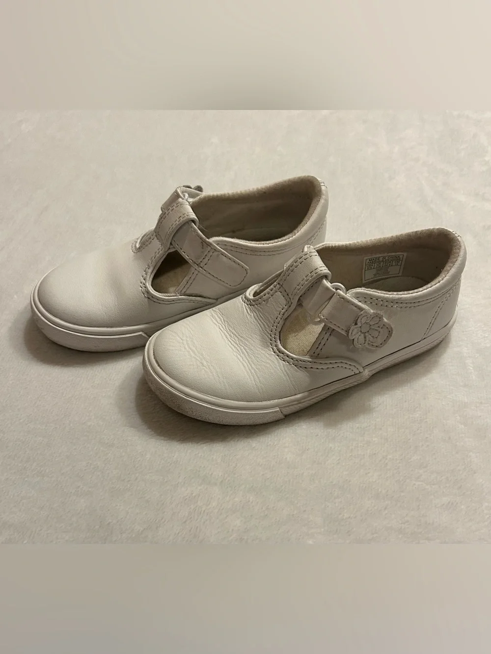 Keds Girls White Mary Jane Daphne Flats Hook & Loop Memory Foam 8.5